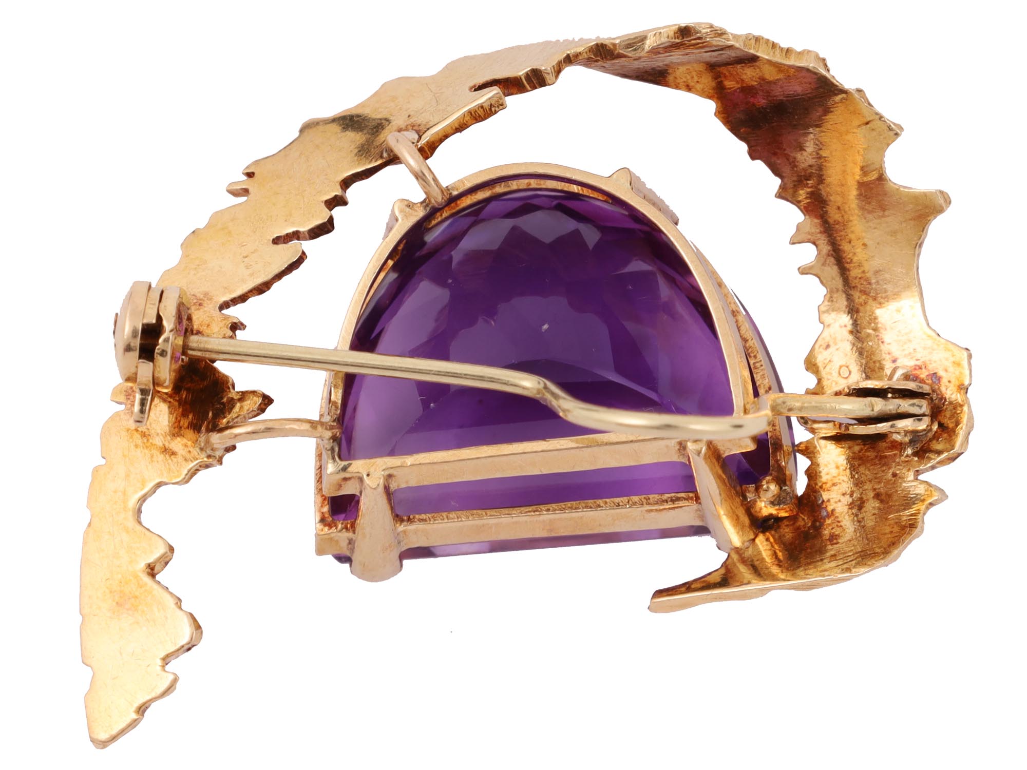 ART DECO 14K GOLD AND AMETHYST PIN BROOCH IOB PIC-2